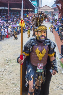 Boac, Filipinler - 30 Mart: Katılımcı Boac Marinduque adası Filipinler Moriones Festivali. Anualy kutsal hafta düzenlenen Moriones Festivali 