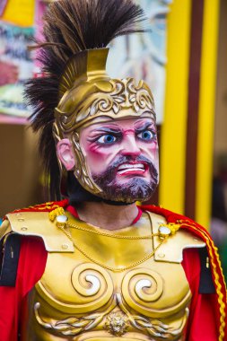 Boac, Filipinler - 30 Mart: Katılımcı Boac Marinduque adası Filipinler Moriones Festivali. Anualy kutsal hafta düzenlenen Moriones Festivali 