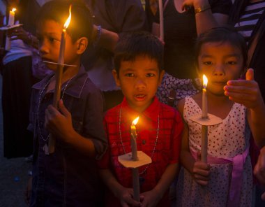 Gasan, Filipinler - 30 Mart: Katılımcılar Gasan, Marinduque adası, Filipinler bir Good Friday geçit üzerinde 30 Mart 2018