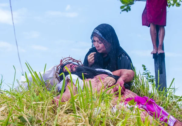 Boac, Filipinler - 30 Mart: Katılımcılar Boac Marinduque Moriones Festivali Türkiye ada. Anualy kutsal hafta düzenlenen Moriones Festivali 