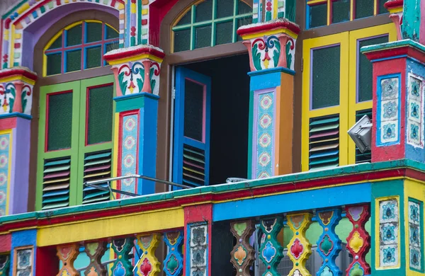 Singapur Febrero Detalles Coloridos Edificio Little India Singapur Febrero 2018 — Foto de Stock