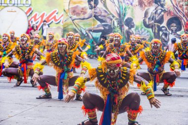 Iloilo, Filipinler - 28 Ocak: Dinagyang Festivali 28 Ocak 2018 üzerinde Iloilo Filipinler katılımcılar. Santo Nino onur dini ve kültürel festival Dinagyang olduğunu