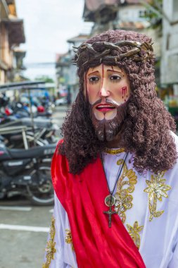 Boac, Filipinler - 30 Mart: Katılımcı Boac Marinduque adası Filipinler Moriones Festivali. Anualy kutsal hafta düzenlenen Moriones Festivali 