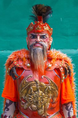 Boac, Filipinler - 30 Mart: Katılımcı Boac Marinduque adası Filipinler Moriones Festivali. Anualy kutsal hafta düzenlenen Moriones Festivali 