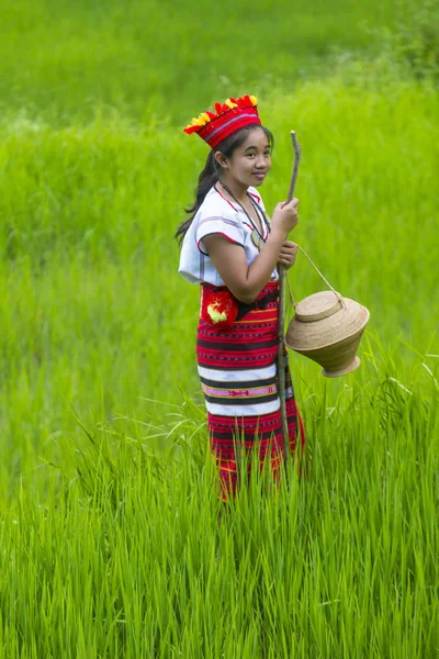 Banaue Filippijnen Mei Vrouw Van Ifugao Minderheid Buurt Van Een — Stockfoto