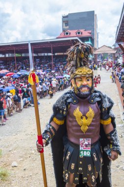 Boac, Filipinler - 30 Mart: Katılımcı Boac Marinduque adası Filipinler Moriones Festivali. Anualy kutsal hafta düzenlenen Moriones Festivali 