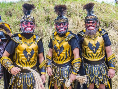 Boac, Filipinler - 30 Mart: Katılımcılar Boac Marinduque Moriones Festivali Türkiye ada. Anualy kutsal hafta düzenlenen Moriones Festivali 