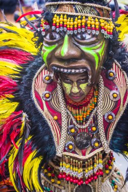 Iloilo, Filipinler - 28 Ocak: Dinagyang Festivali 28 Ocak 2018 üzerinde Iloilo Filipinler katılımcı. Santo Nino onur dini ve kültürel festival Dinagyang olduğunu
