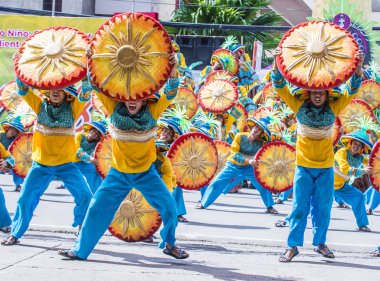 Iloilo, Filipinler - 28 Ocak: Dinagyang Festivali 28 Ocak 2018 üzerinde Iloilo Filipinler katılımcılar. Santo Nino onur dini ve kültürel festival Dinagyang olduğunu