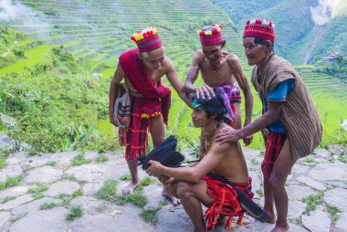 Banaue, Filipinler - Mayıs 02: Banaue 02 Mayıs 2018 Filipinler azınlıkta Ifugao insanlardan. Kuzey Filipinler dağların çoğunlukla canlı Ifugao azınlık