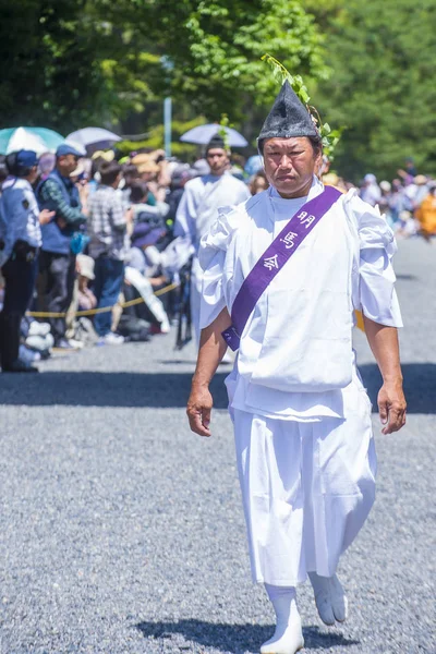 Kyoto Maggio Partecipanti Aoi Matsuri Kyoto Giappone Maggio 2018 Aoi — Foto Stock