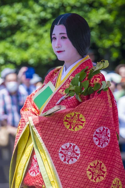 Kyoto Maj Deltagare Aoi Matsuri Kyoto Japan Maj 2018 Aoi — Stockfoto