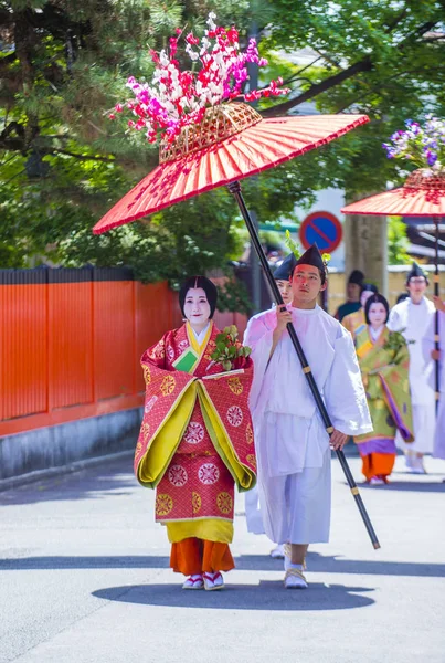 Kyoto Maj Deltagarna Aoi Matsuri Kyoto Japan Maj 2018 Aoi — Stockfoto