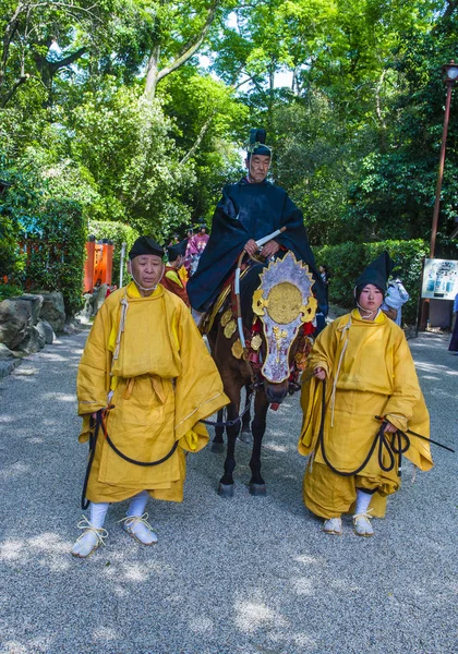 Kyoto Maggio Partecipanti Aoi Matsuri Kyoto Giappone Maggio 2018 Aoi — Foto Stock