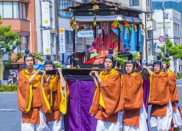 Kyoto Maj Deltagarna Aoi Matsuri Kyoto Japan Maj 2018 Aoi — Stockfoto