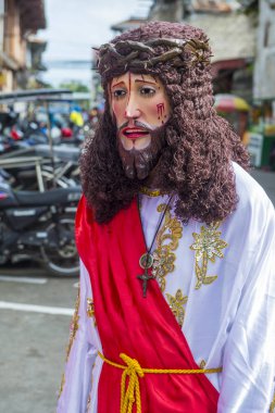 Boac, Filipinler - 30 Mart: Katılımcı Boac Marinduque adası Filipinler Moriones Festivali. Anualy kutsal hafta düzenlenen Moriones Festivali 
