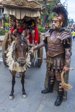 Boac, Filipinler - 30 Mart: Katılımcı Boac Marinduque adası Filipinler Moriones Festivali. Anualy kutsal hafta düzenlenen Moriones Festivali 