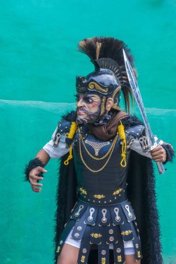 Boac, Filipinler - 30 Mart: Katılımcı Boac Marinduque adası Filipinler Moriones Festivali. Anualy kutsal hafta düzenlenen Moriones Festivali 