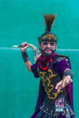Boac, Filipinler - 30 Mart: Katılımcı Boac Marinduque adası Filipinler Moriones Festivali. Anualy kutsal hafta düzenlenen Moriones Festivali 