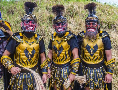 Boac, Filipinler - 30 Mart: Katılımcılar Boac Marinduque Moriones Festivali Türkiye ada. Anualy kutsal hafta düzenlenen Moriones Festivali 