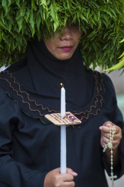 Gasan, Filipinler - 30 Mart: Katılımcı bir Gasan, Marinduque adası, Filipinler iyi Cuma geçit üzerinde 30 Mart 2018