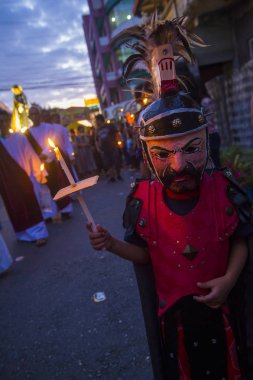 Gasan, Filipinler - 30 Mart: Katılımcı bir Gasan, Marinduque adası, Filipinler iyi Cuma geçit üzerinde 30 Mart 2018