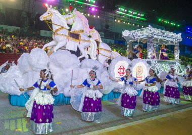 Singapur - 24 Şubat: Katılımcılar üzerinde 24 Şubat 2018 Singapur'da Çingay geçit. Çingay bir yıllık sokak tören ve Çin yeni yılı festivaller bir parçası 