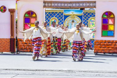 Iloilo, Filipinler - 28 Ocak: Dinagyang Festivali 28 Ocak 2018 üzerinde Iloilo Filipinler katılımcılar. Santo Nino onur dini ve kültürel festival Dinagyang olduğunu