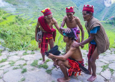 Banaue, Filipinler - Mayıs 02: Banaue 02 Mayıs 2018 Filipinler azınlıkta Ifugao insanlardan. Kuzey Filipinler dağların çoğunlukla canlı Ifugao azınlık