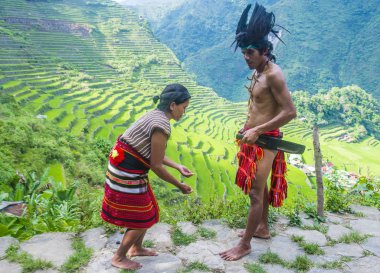 Banaue, Filipinler - Mayıs 02: Banaue 02 Mayıs 2018 Filipinler azınlıkta Ifugao insanlardan. Kuzey Filipinler dağların çoğunlukla canlı Ifugao azınlık