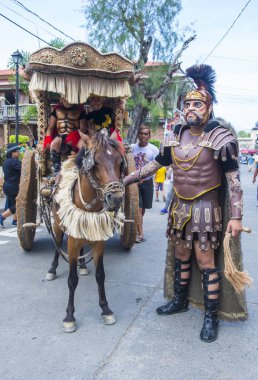 Boac, Filipinler - 30 Mart: Katılımcı Boac Marinduque adası Filipinler Moriones Festivali. Anualy kutsal hafta düzenlenen Moriones Festivali 