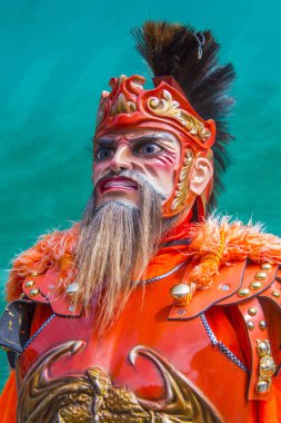 Boac, Filipinler - 30 Mart: Katılımcı Boac Marinduque adası Filipinler Moriones Festivali. Anualy kutsal hafta düzenlenen Moriones Festivali 
