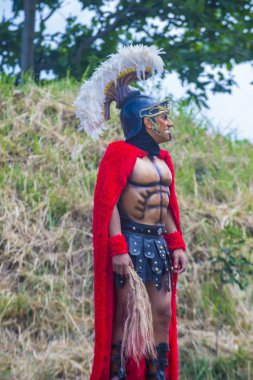 Boac, Filipinler - 30 Mart: Katılımcı Boac Marinduque adası Filipinler Moriones Festivali. Anualy kutsal hafta düzenlenen Moriones Festivali 