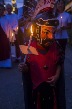 Gasan, Filipinler - 30 Mart: Katılımcı bir Gasan, Marinduque adası, Filipinler iyi Cuma geçit üzerinde 30 Mart 2018