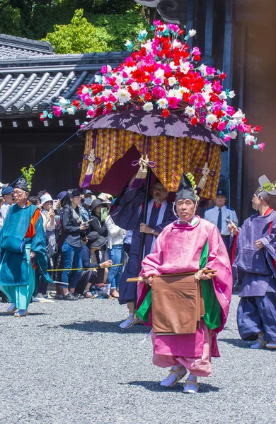 Kyoto Maggio Partecipanti Aoi Matsuri Kyoto Giappone Maggio 2018 Aoi — Foto Stock