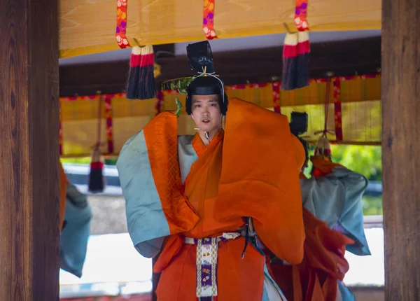 Kjóto Května Účastník Aoi Matsuri Kjótu Japonsko Května 2018 Aoi — Stock fotografie