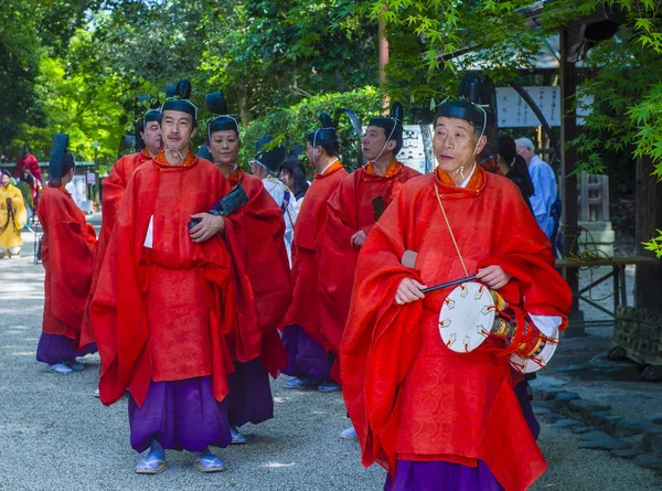 Kyoto Maggio Partecipanti Aoi Matsuri Kyoto Giappone Maggio 2018 Aoi — Foto Stock