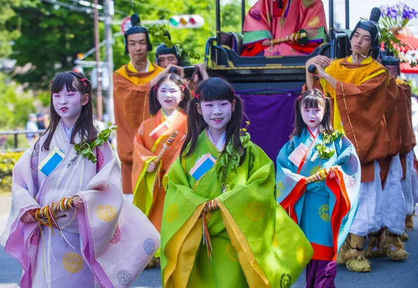 Kyoto Mei Deelnemers Aoi Matsuri Kyoto Japan Mei 2018 Aoi — Stockfoto