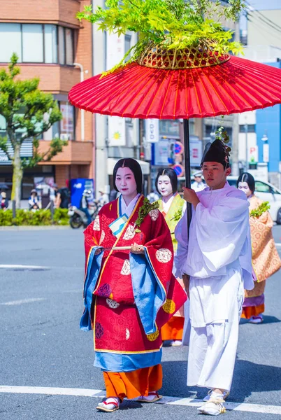 Kyoto Maio Participantes Aoi Matsuri Kyoto Japão Maio 2018 Aoi — Fotografia de Stock