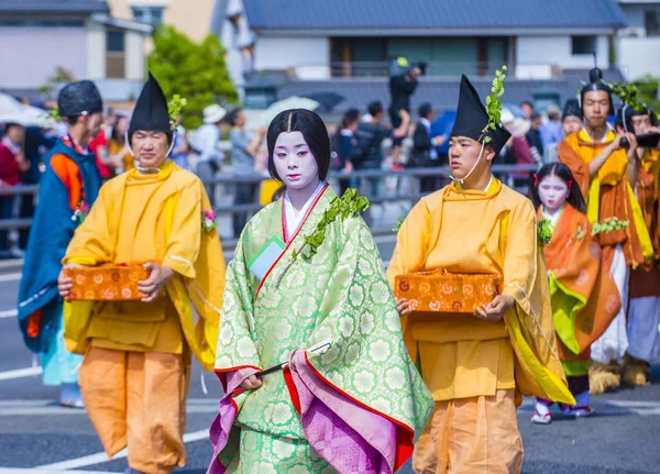 Kyoto Mayıs Kyoto Japonya Üzerinde Mayıs 2018 Aoi Matsuri Katılımcılar — Stok fotoğraf