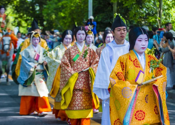 Kyoto Maj Deltagarna Aoi Matsuri Kyoto Japan Maj 2018 Aoi — Stockfoto