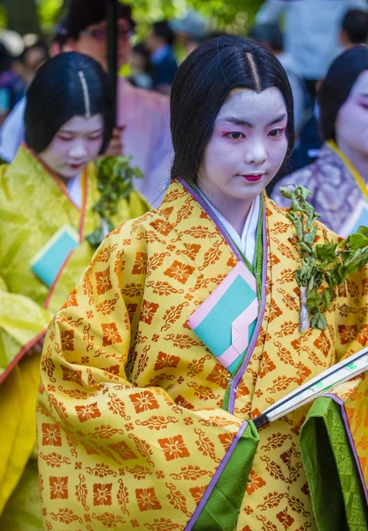 Kyoto Maj Deltagarna Aoi Matsuri Kyoto Japan Maj 2018 Aoi — Stockfoto