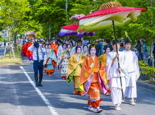 Kyoto Mei Peserta Aoi Matsuri Kyoto Jepang Pada Mei 2018 — Stok Foto