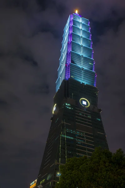 Taipei Tajvan Április Taipei 101 Épület Éjszaka Április 2018 Épület — Stock Fotó