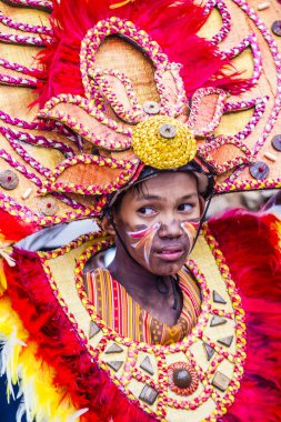 Iloilo, Filipinler - 28 Ocak: Dinagyang Festivali 28 Ocak 2018 üzerinde Iloilo Filipinler katılımcı. Santo Nino onur dini ve kültürel festival Dinagyang olduğunu