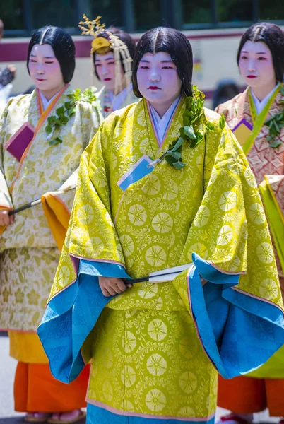 Kyoto Maja Uczestnicy Aoi Matsuri Kioto Japonii Maja 2018 Aoi — Zdjęcie stockowe