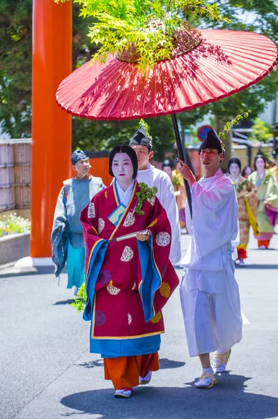 Kyoto Maja Uczestnicy Aoi Matsuri Kioto Japonii Maja 2018 Aoi — Zdjęcie stockowe