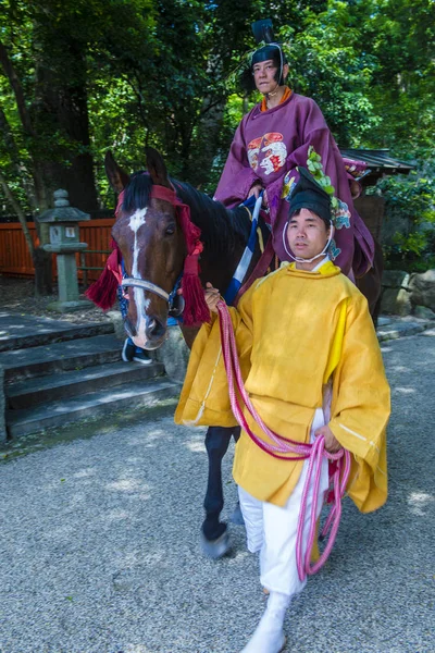 Kyoto Maggio Partecipanti Aoi Matsuri Kyoto Giappone Maggio 2018 Aoi — Foto Stock