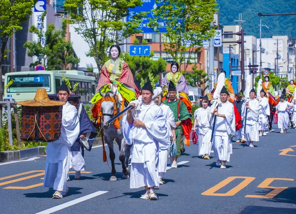 Kyoto Maja Uczestnicy Aoi Matsuri Kioto Japonii Maja 2018 Aoi — Zdjęcie stockowe