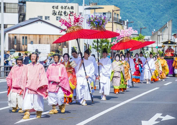 Kyoto Mei Deelnemers Aoi Matsuri Kyoto Japan Mei 2018 Aoi — Stockfoto